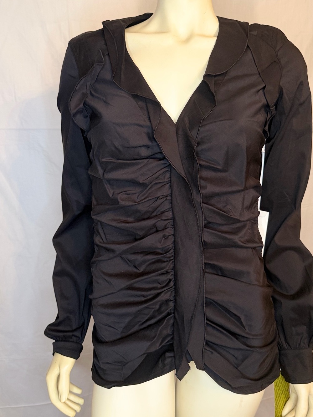 2B.Rych Black Ruched V-Neck Top